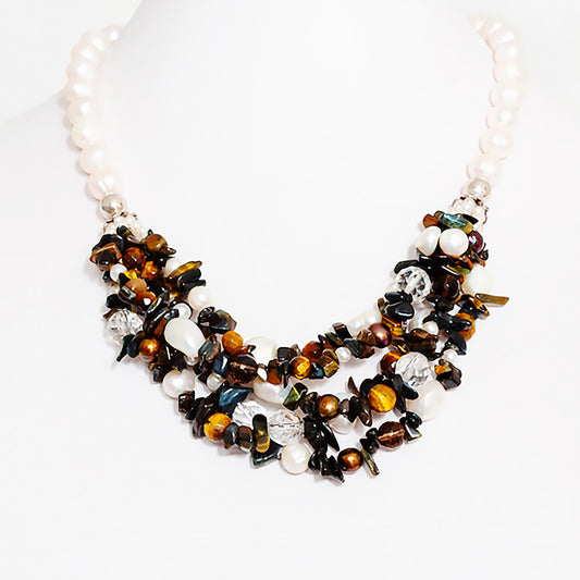 Tiger's Eye and Pearl Necklace - Victoria's Jewellery