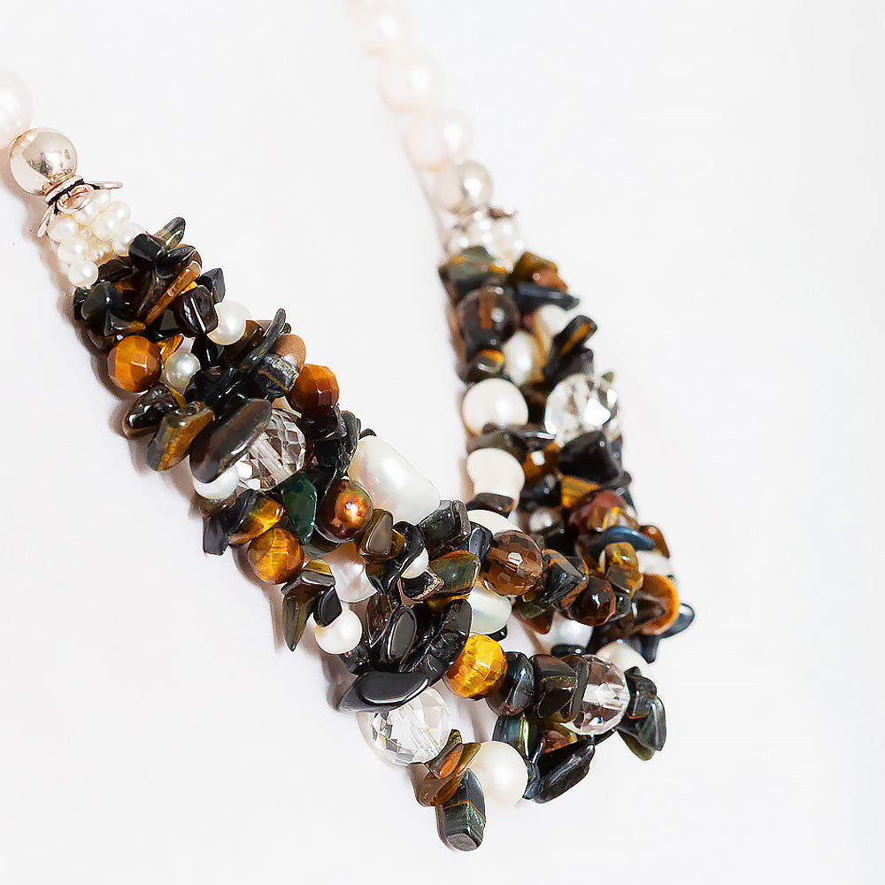 Tiger's Eye and Pearl Necklace - Victoria's Jewellery