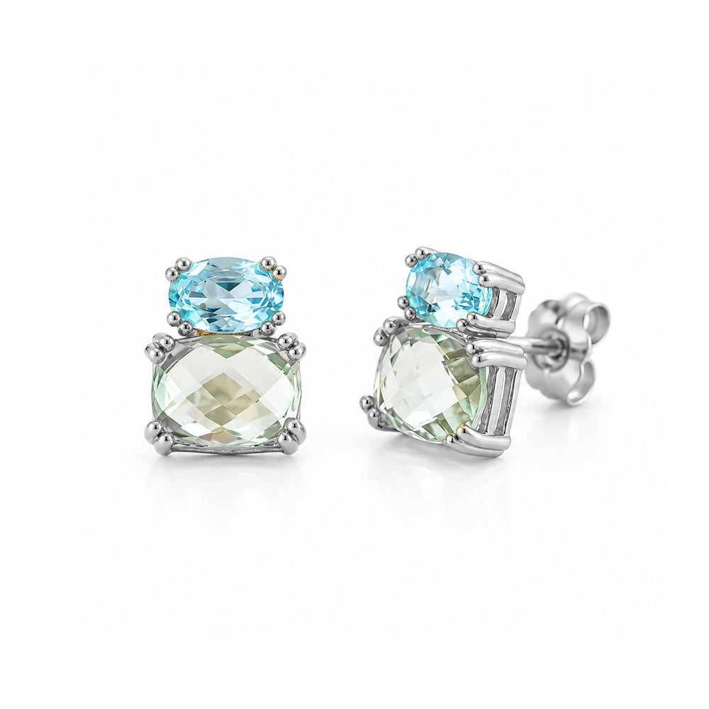 Charlotte, Topaz and Prasiolite Stud Earring - Victoria's Jewellery