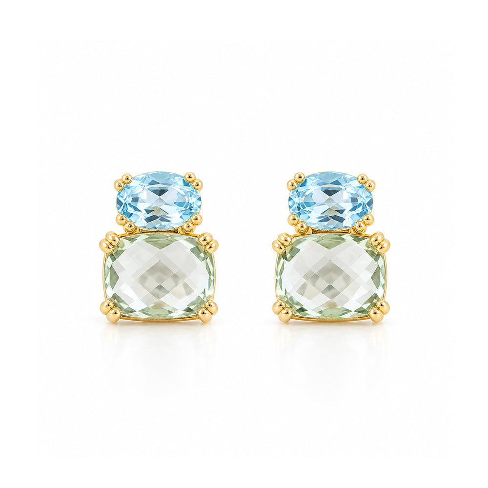 Charlotte, Topaz and Prasiolite Stud Earring - Victoria's Jewellery