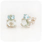 sky blue topaz and prasiolite stud earrings in sterling silver