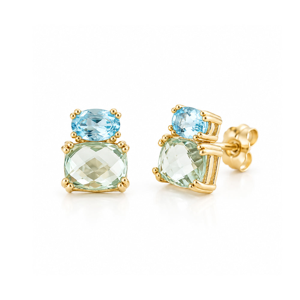 Charlotte, Topaz and Prasiolite Stud Earring - Victoria's Jewellery