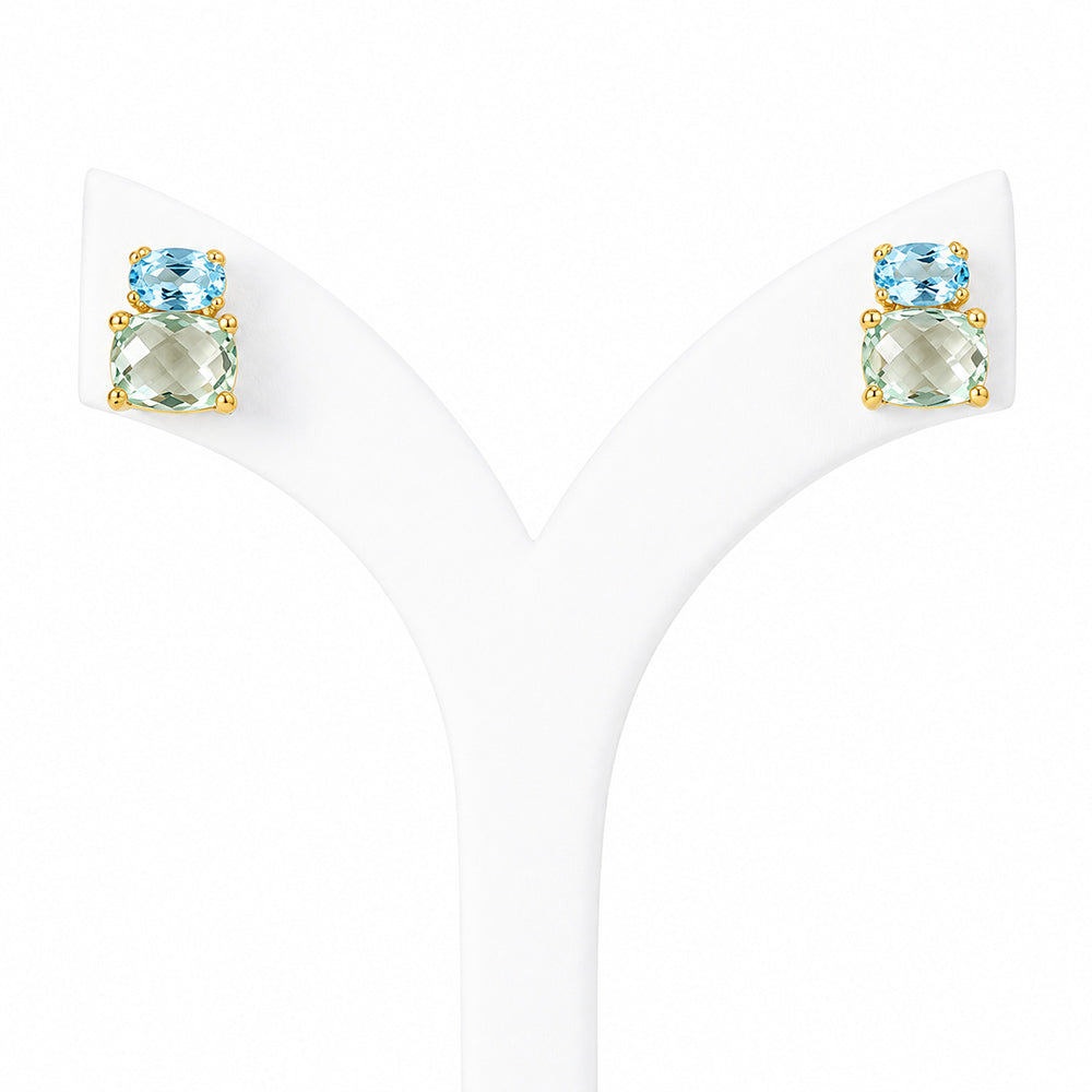 Charlotte, Topaz and Prasiolite Stud Earring - Victoria's Jewellery