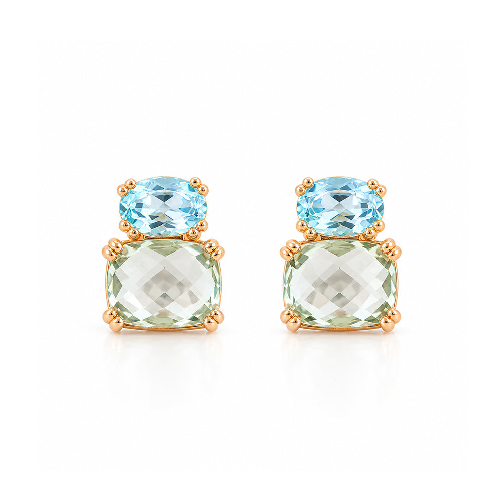 Charlotte, Topaz and Prasiolite Stud Earring - Victoria's Jewellery