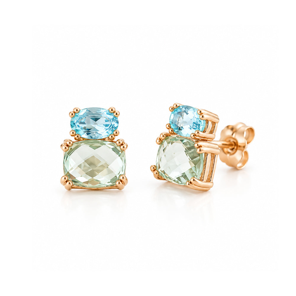 Charlotte, Topaz and Prasiolite Stud Earring - Victoria's Jewellery