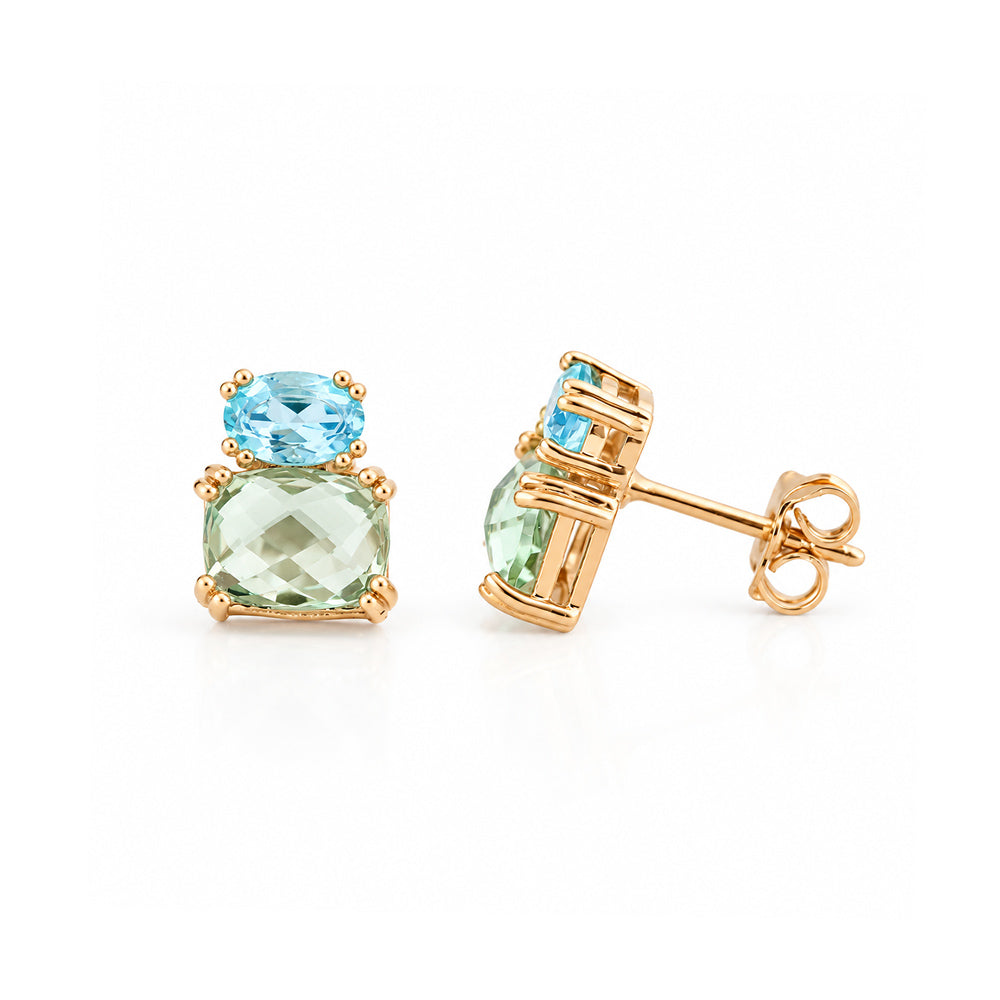 Charlotte, Topaz and Prasiolite Stud Earring - Victoria's Jewellery