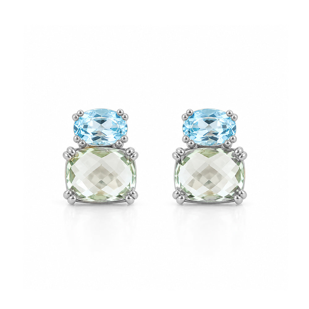 Charlotte, Topaz and Prasiolite Stud Earring - Victoria's Jewellery