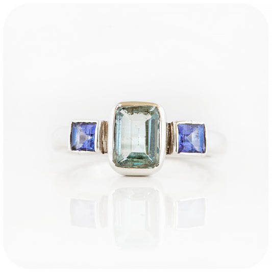 Topaz and Tanzanite Trilogy Ring in Silver - Victoria's Jewellery