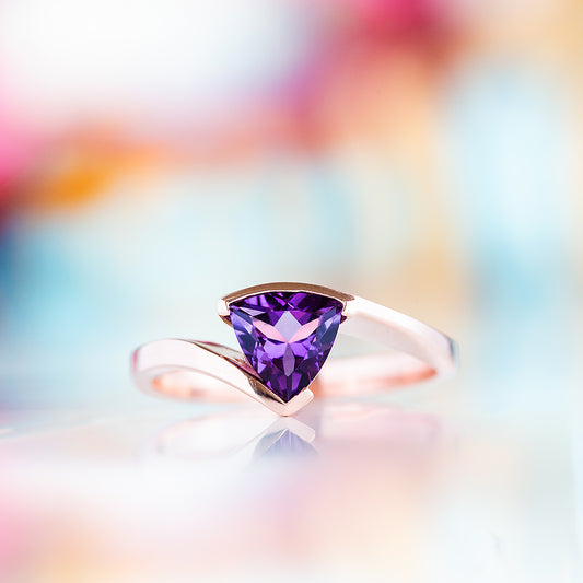 Cali, a Trillion cut Ametyst Ring