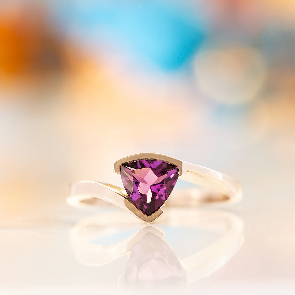 Cali, a Trillion cut Ametyst Ring