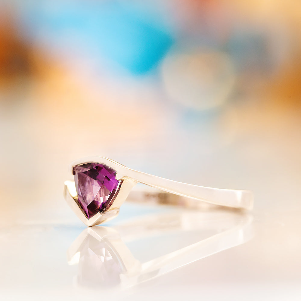 Cali, a Trillion cut Ametyst Ring
