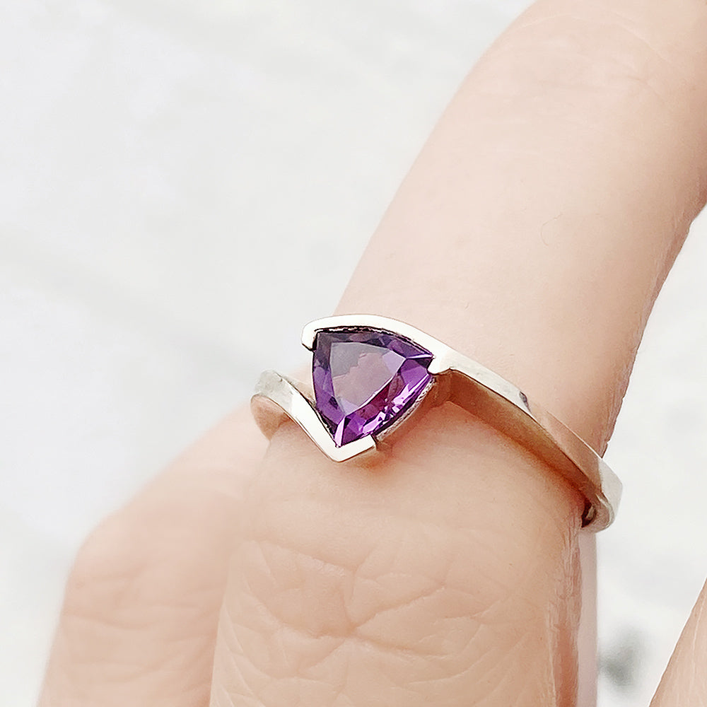 Cali, a Trillion cut Ametyst Ring