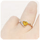 Trillion cut Yellow Citrine Solitaire Anniversary Ring - November birthstone - Victoria's Jewellery