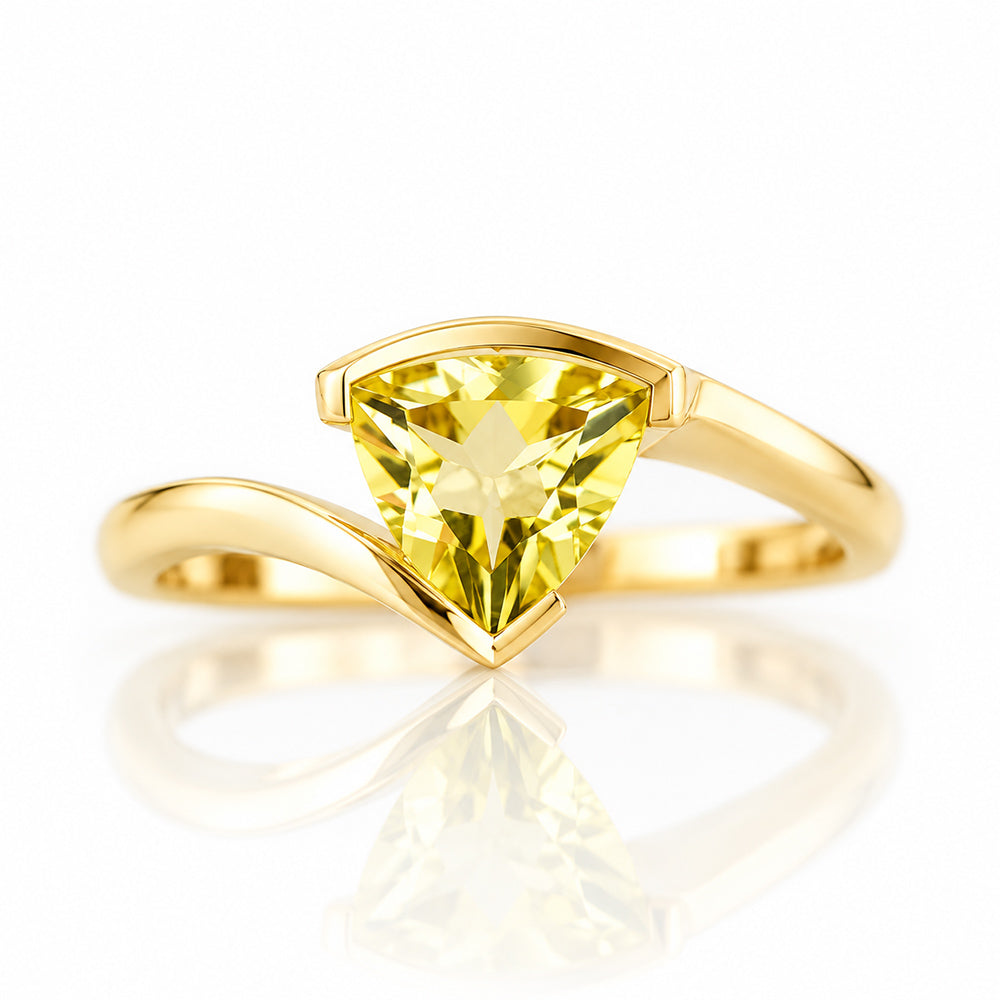 Cali, a Trillion cut Lemon Quartz Ring - Victoria's Jewellery