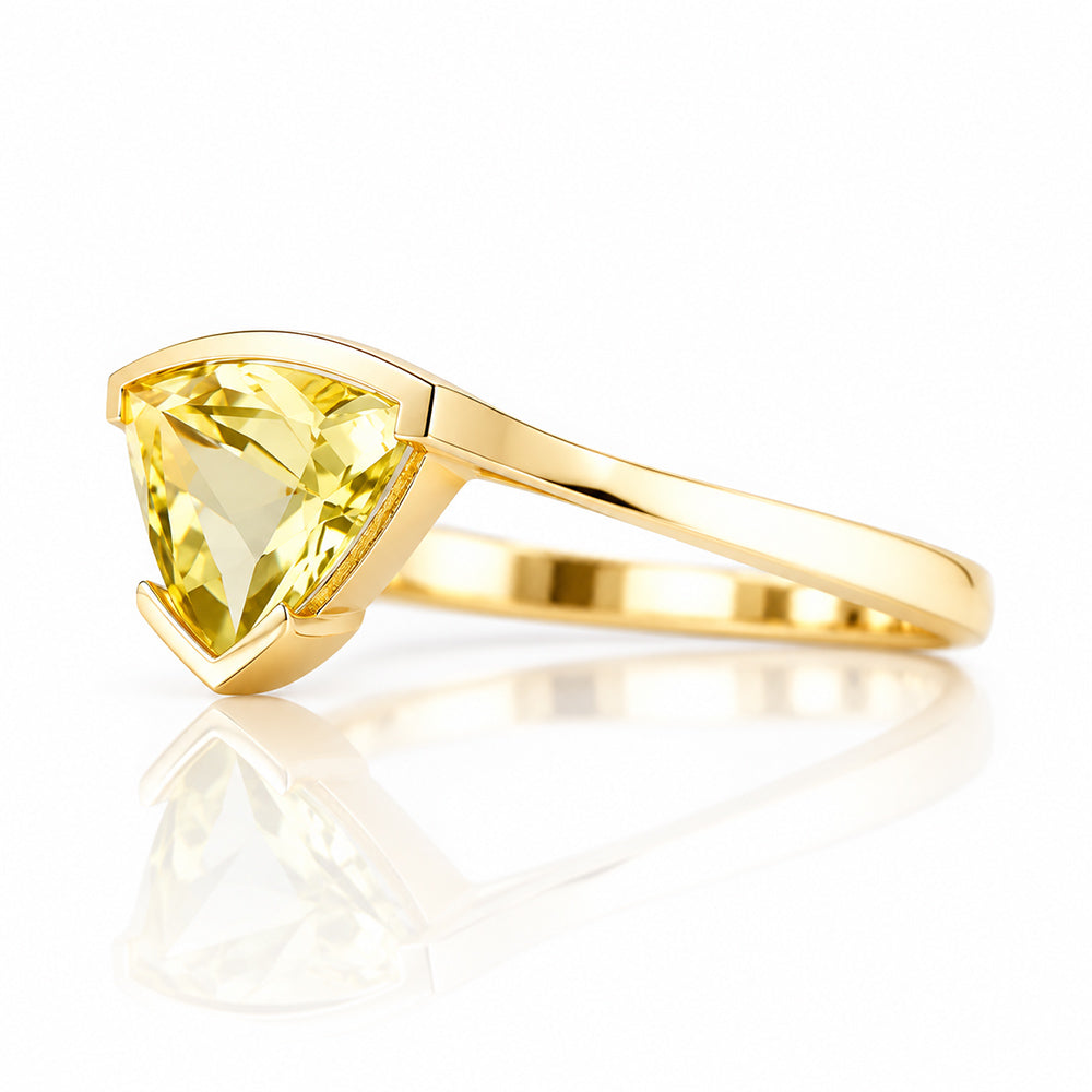 Cali, a Trillion cut Lemon Quartz Ring - Victoria's Jewellery