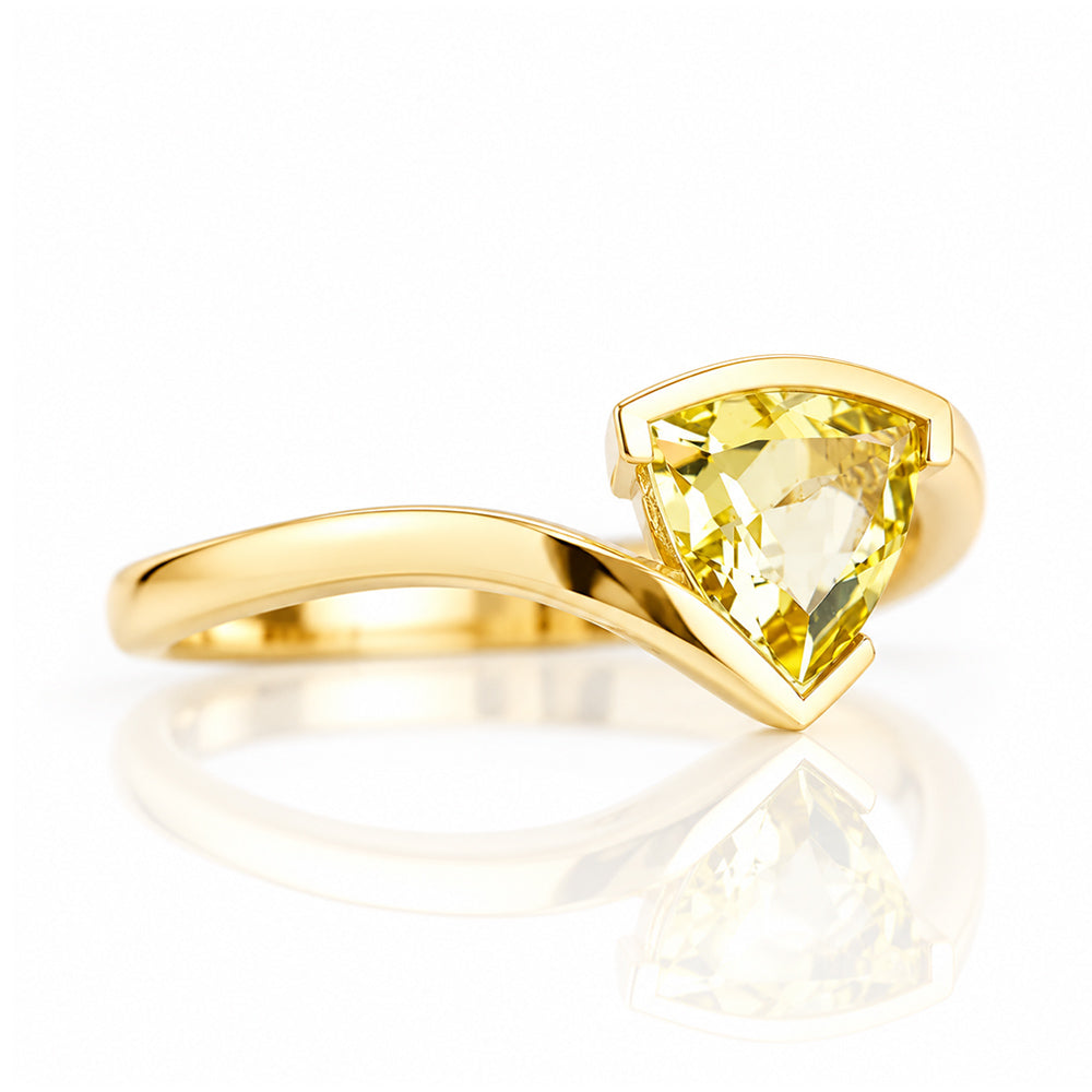 Cali, a Trillion cut Lemon Quartz Ring - Victoria's Jewellery