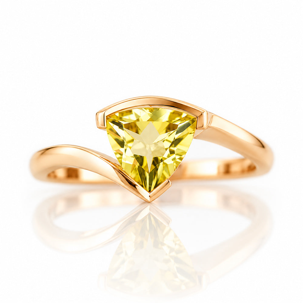 Cali, a Trillion cut Lemon Quartz Ring - Victoria's Jewellery