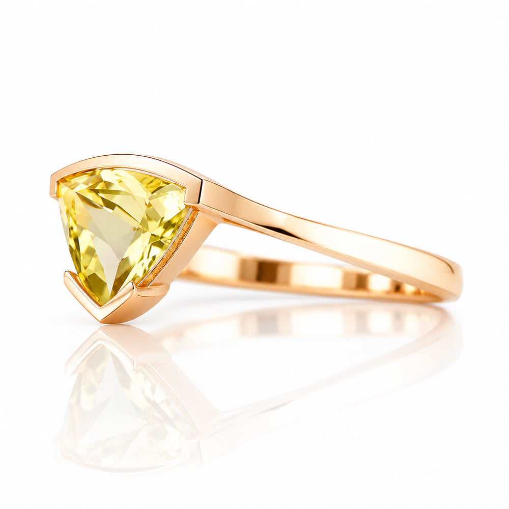 Cali, a Trillion cut Lemon Quartz Ring - Victoria's Jewellery