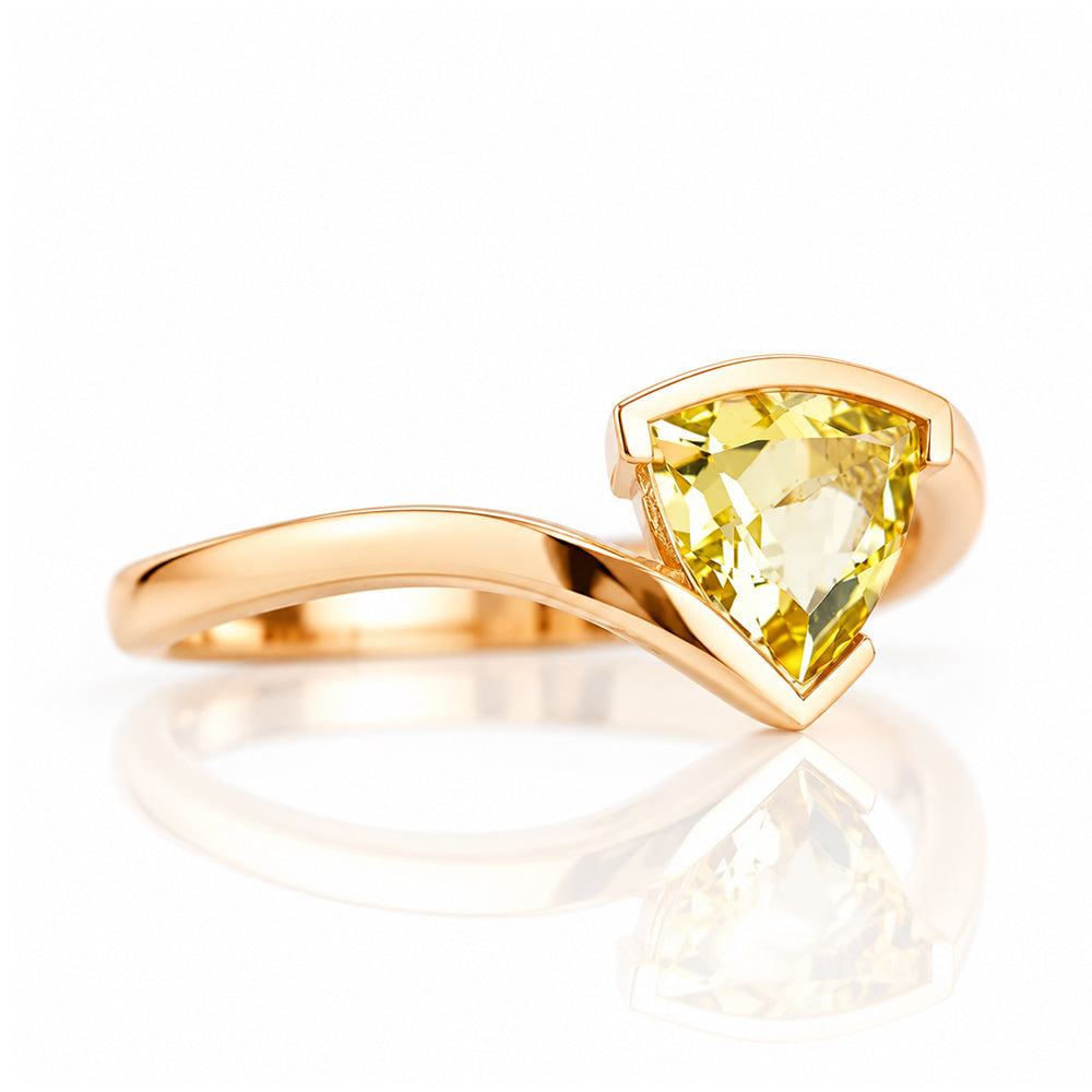Cali, a Trillion cut Lemon Quartz Ring - Victoria's Jewellery