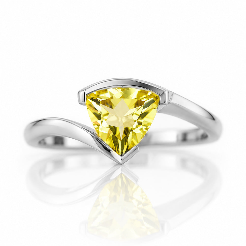 Cali, a Trillion cut Lemon Quartz Ring - Victoria's Jewellery