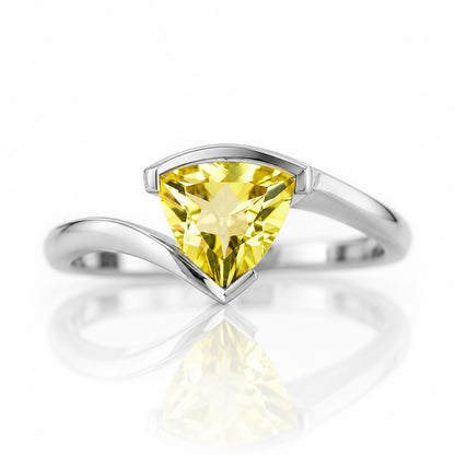 Cali, a Trillion cut Lemon Quartz Ring - Victoria's Jewellery