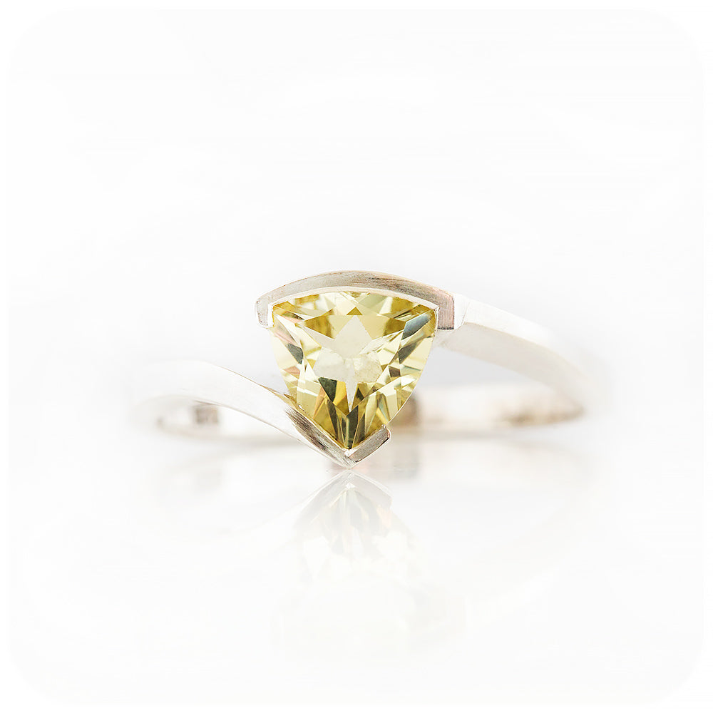 Cali, a Trillion cut Lemon Quartz Ring – Victoria's Jewellery