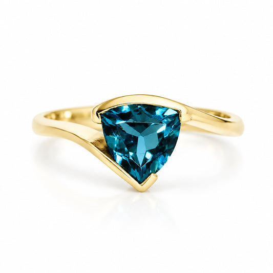 Cali, a Trillion cut London Blue Topaz Ring - Victoria's Jewellery