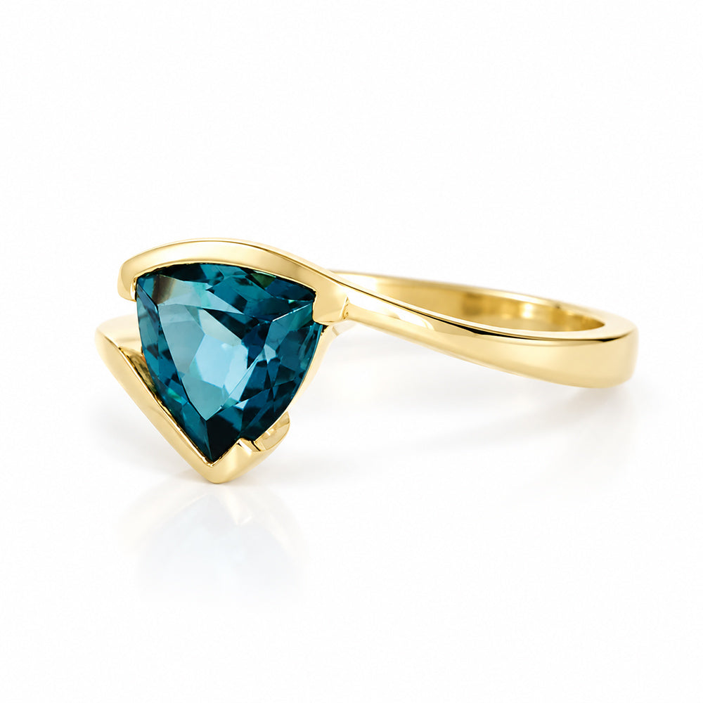 Cali, a Trillion cut London Blue Topaz Ring - Victoria's Jewellery