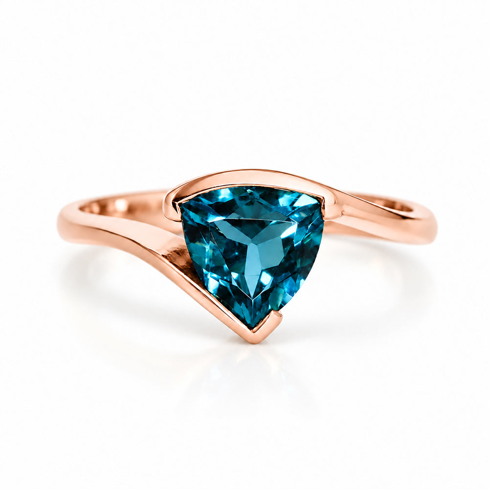 Cali, a Trillion cut London Blue Topaz Ring - Victoria's Jewellery