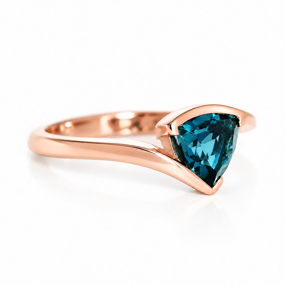 Cali, a Trillion cut London Blue Topaz Ring - Victoria's Jewellery