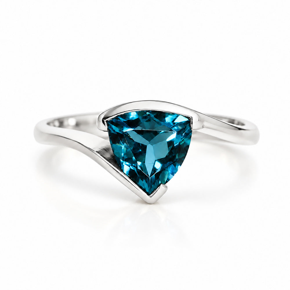 Cali, a Trillion cut London Blue Topaz Ring - Victoria's Jewellery