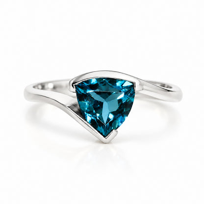 Cali, a Trillion cut London Blue Topaz Ring - Victoria's Jewellery