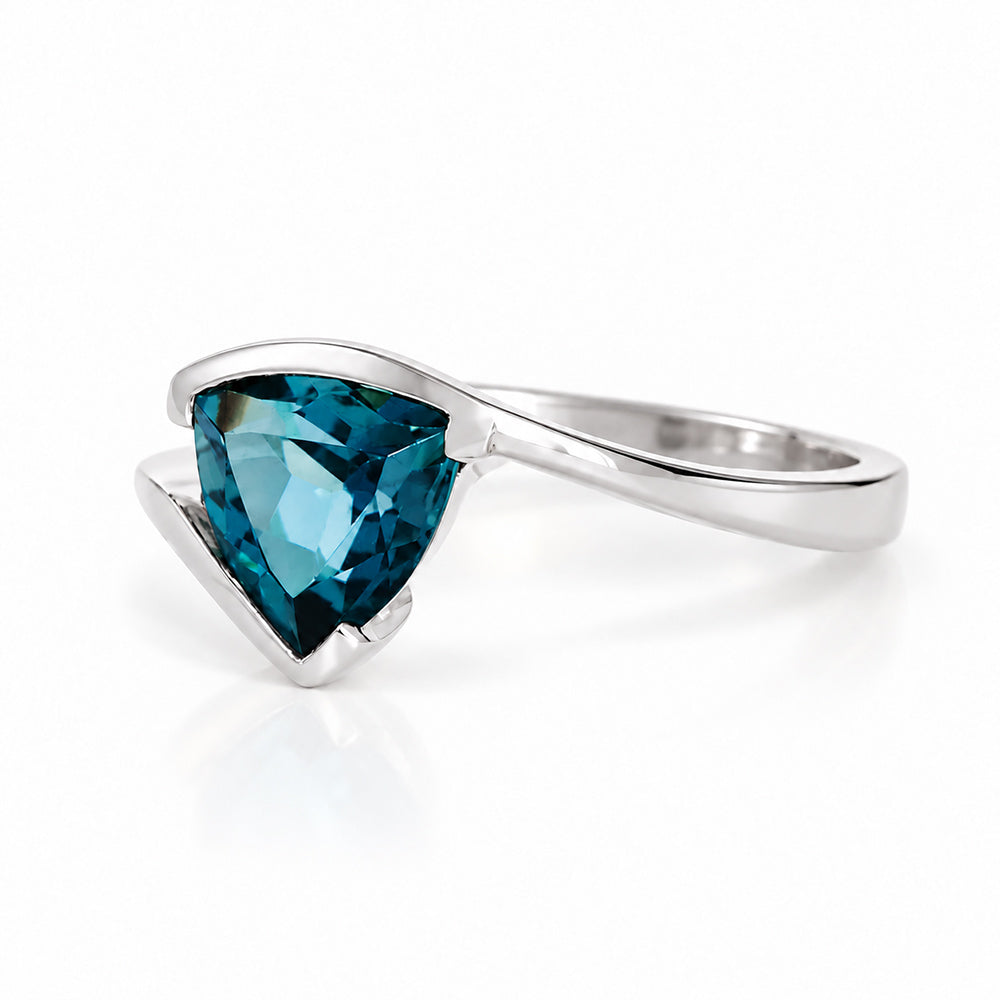 Cali, a Trillion cut London Blue Topaz Ring - Victoria's Jewellery
