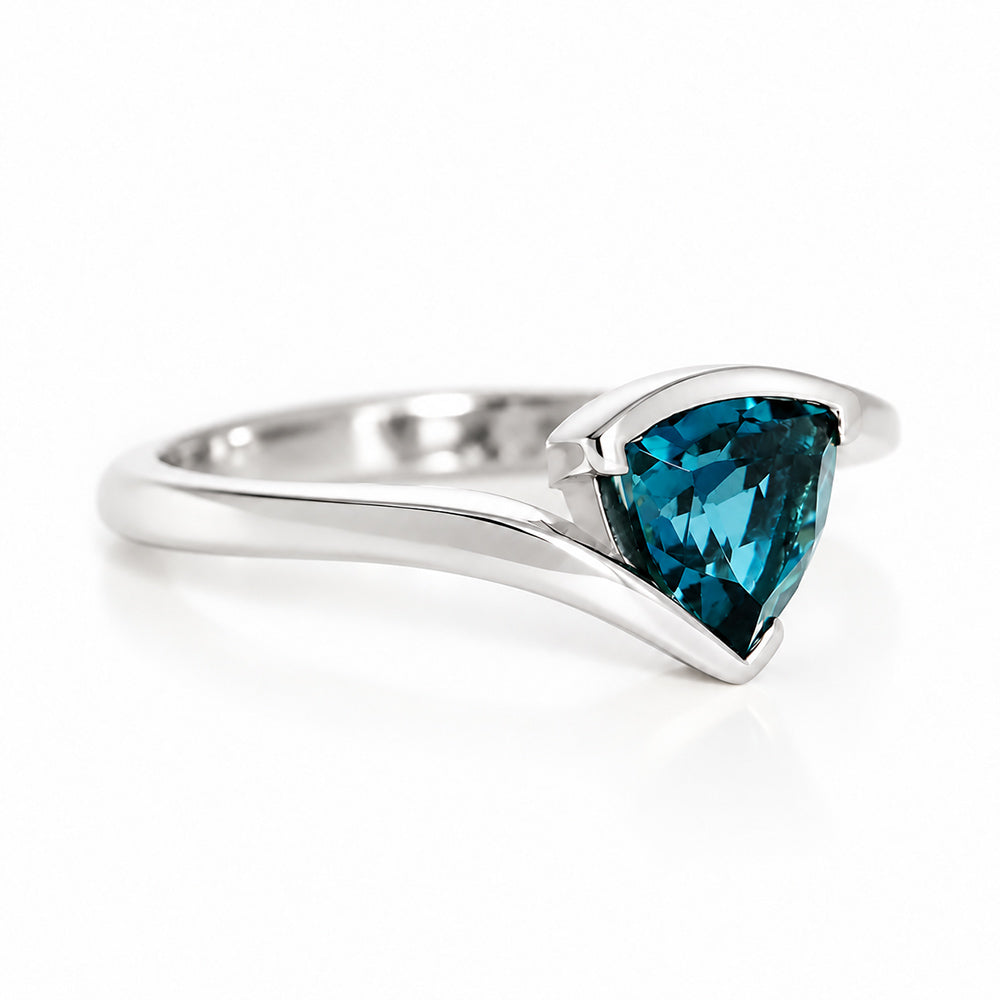 Cali, a Trillion cut London Blue Topaz Ring - Victoria's Jewellery