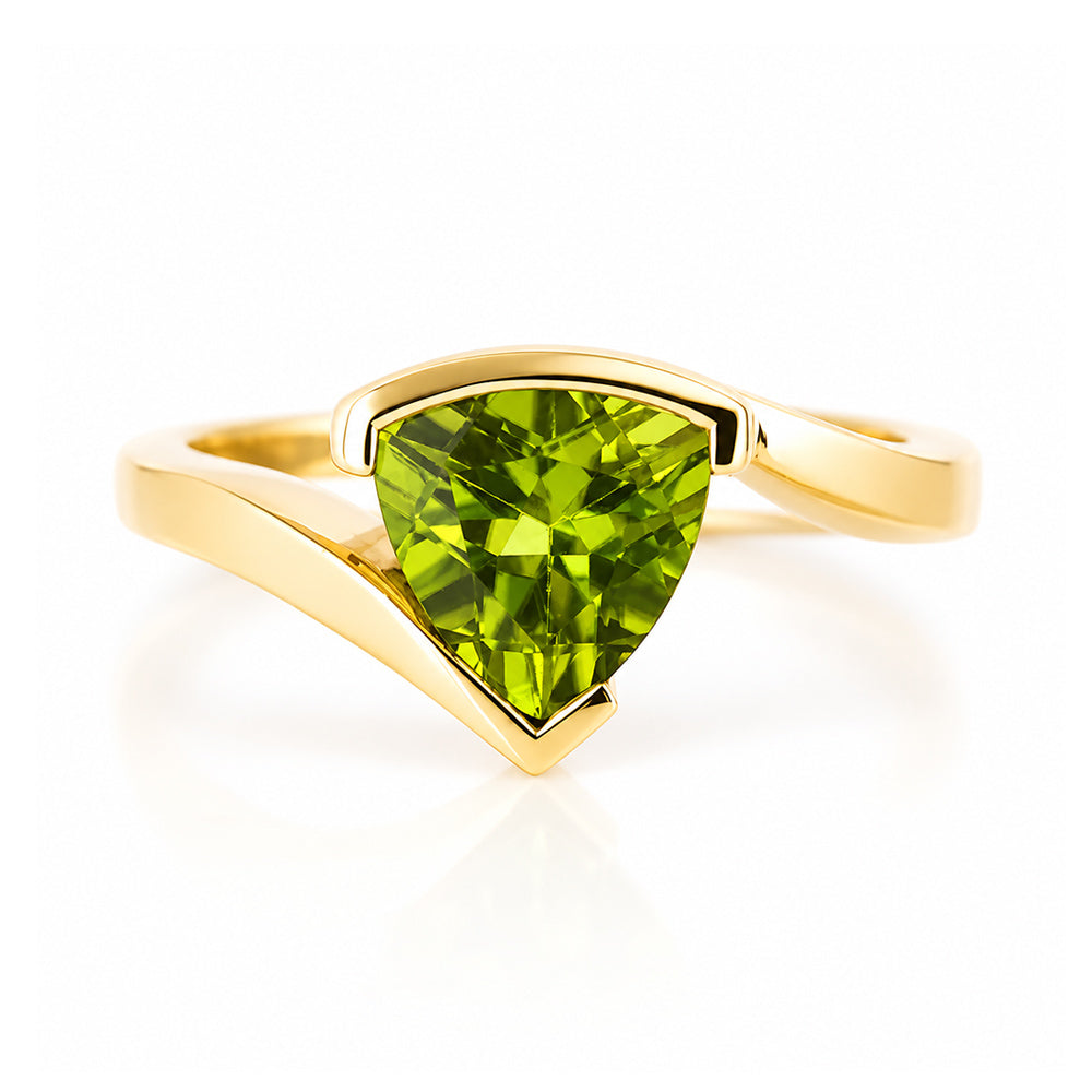 Cali, a Trillion Cut Peridot Ring - Victoria's Jewellery
