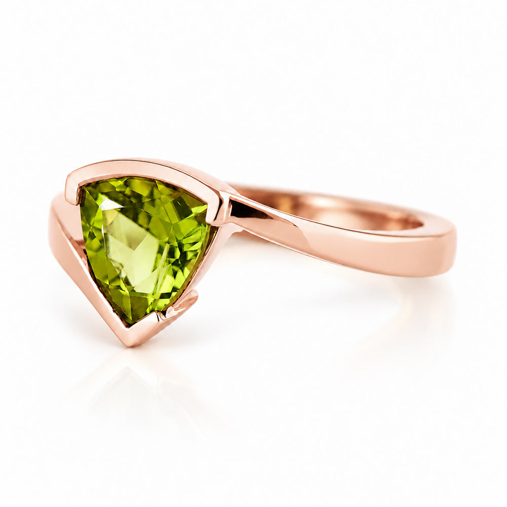 Cali, a Trillion Cut Peridot Ring - Victoria's Jewellery