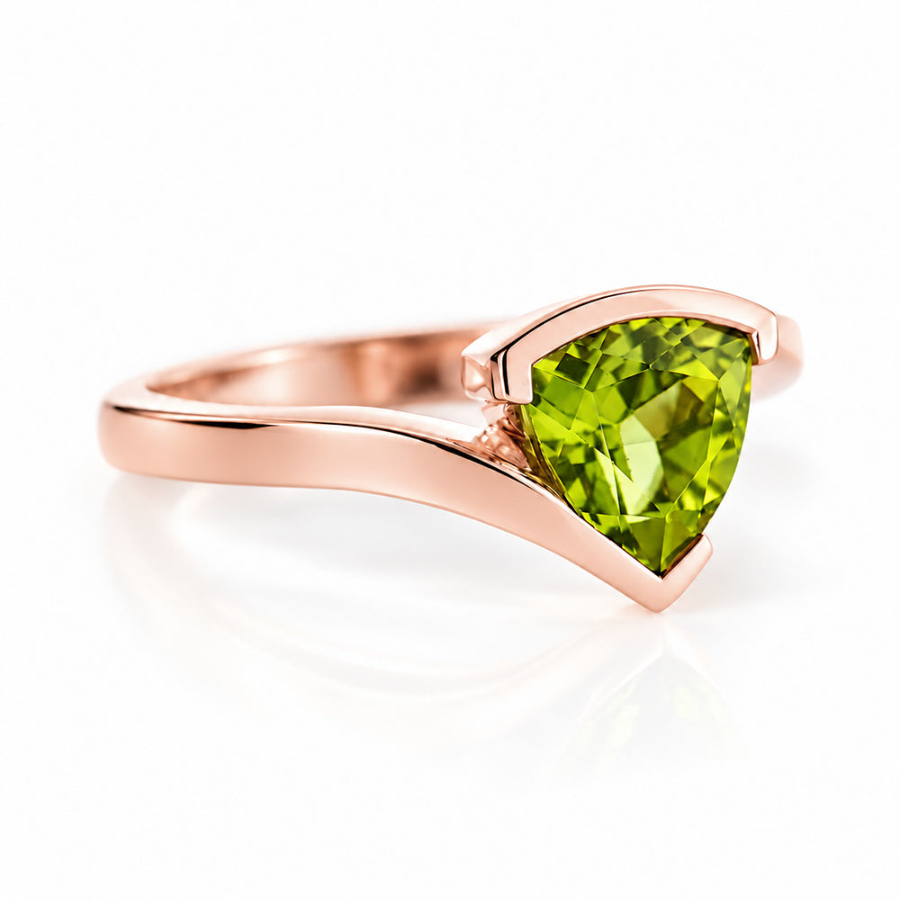 Cali, a Trillion Cut Peridot Ring - Victoria's Jewellery