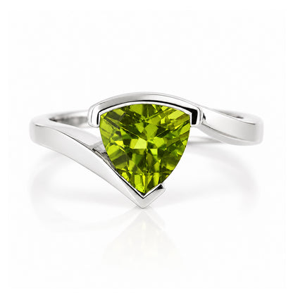 Cali, a Trillion Cut Peridot Ring - Victoria's Jewellery
