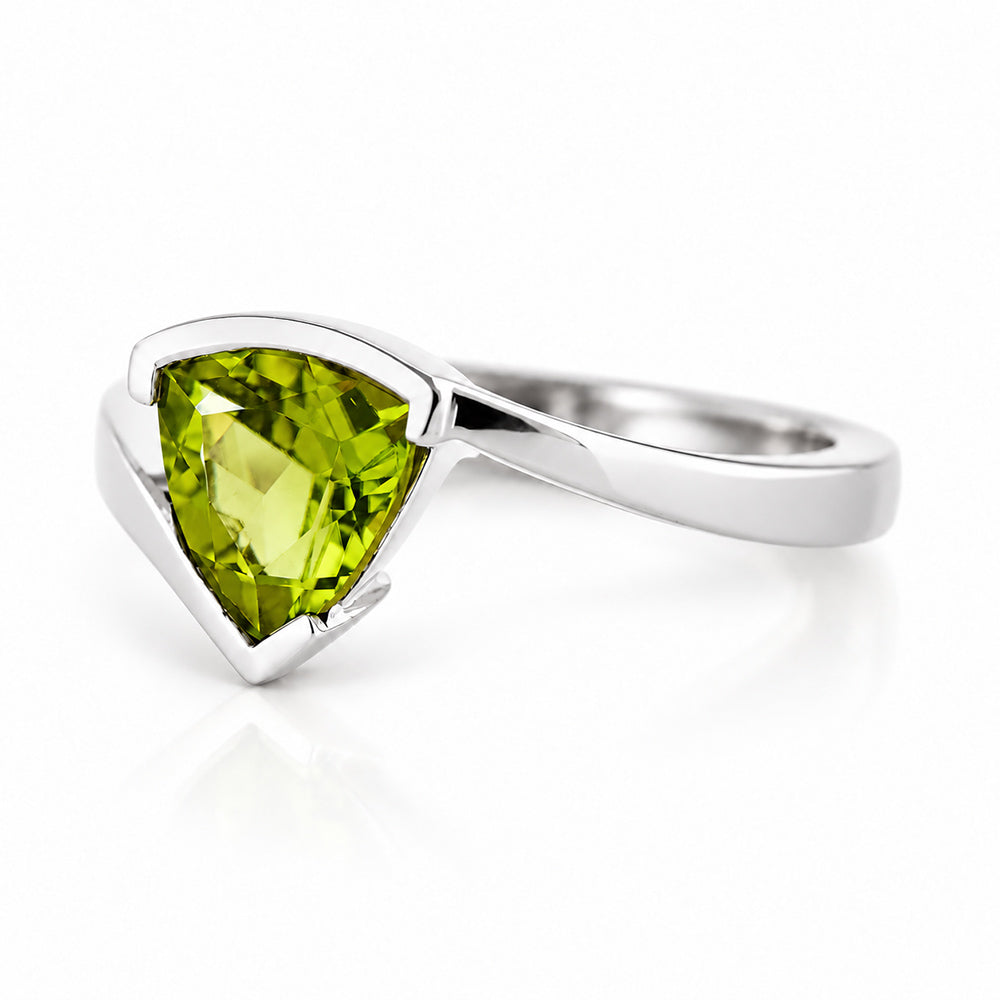 Cali, a Trillion Cut Peridot Ring - Victoria's Jewellery