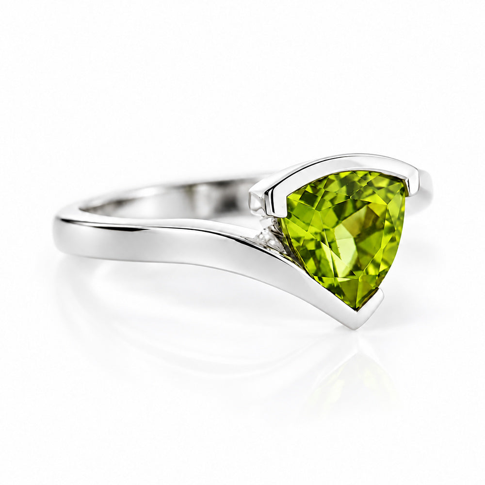 Cali, a Trillion Cut Peridot Ring - Victoria's Jewellery