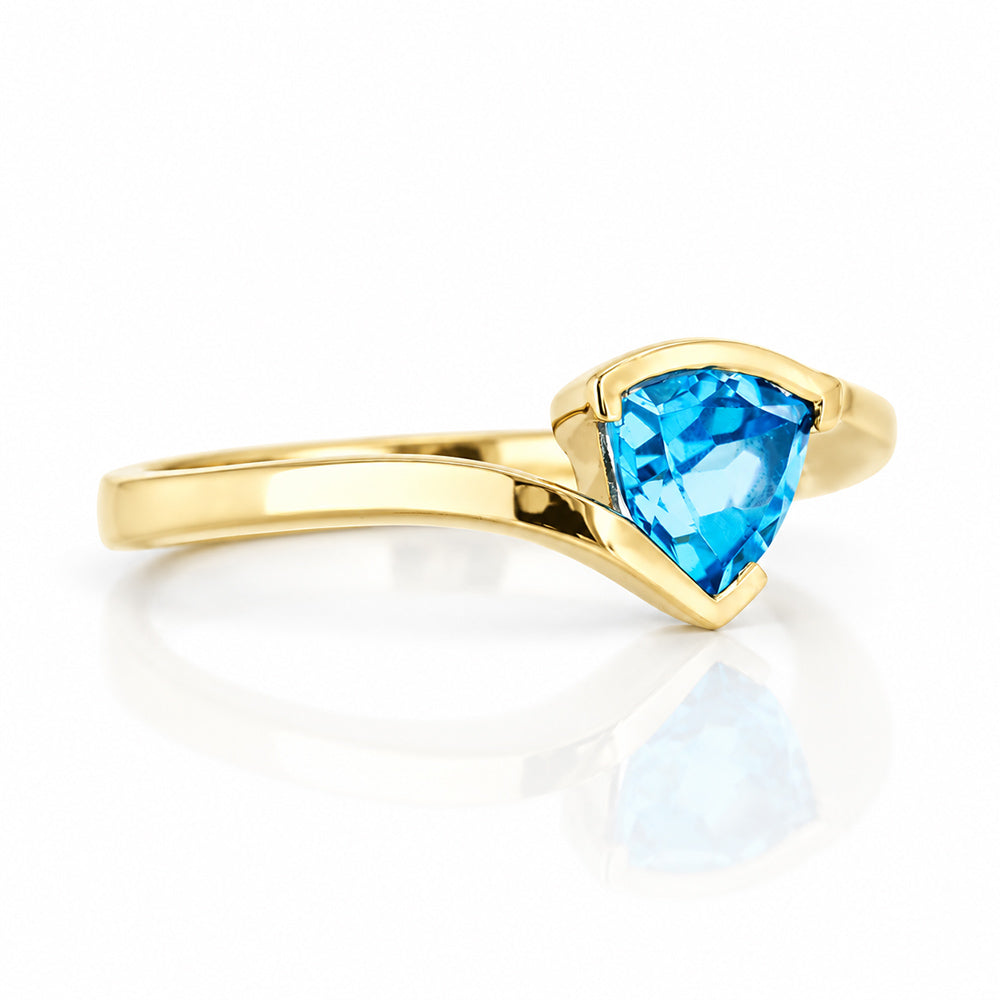 Cali, a Trillion cut Swiss Blue Topaz Ring - Victoria's Jewellery