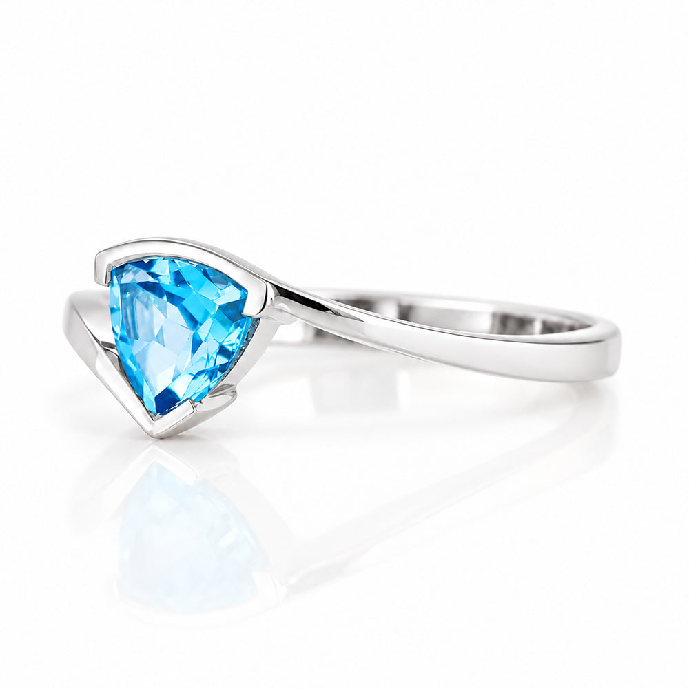 Cali, a Trillion cut Swiss Blue Topaz Ring - Victoria's Jewellery