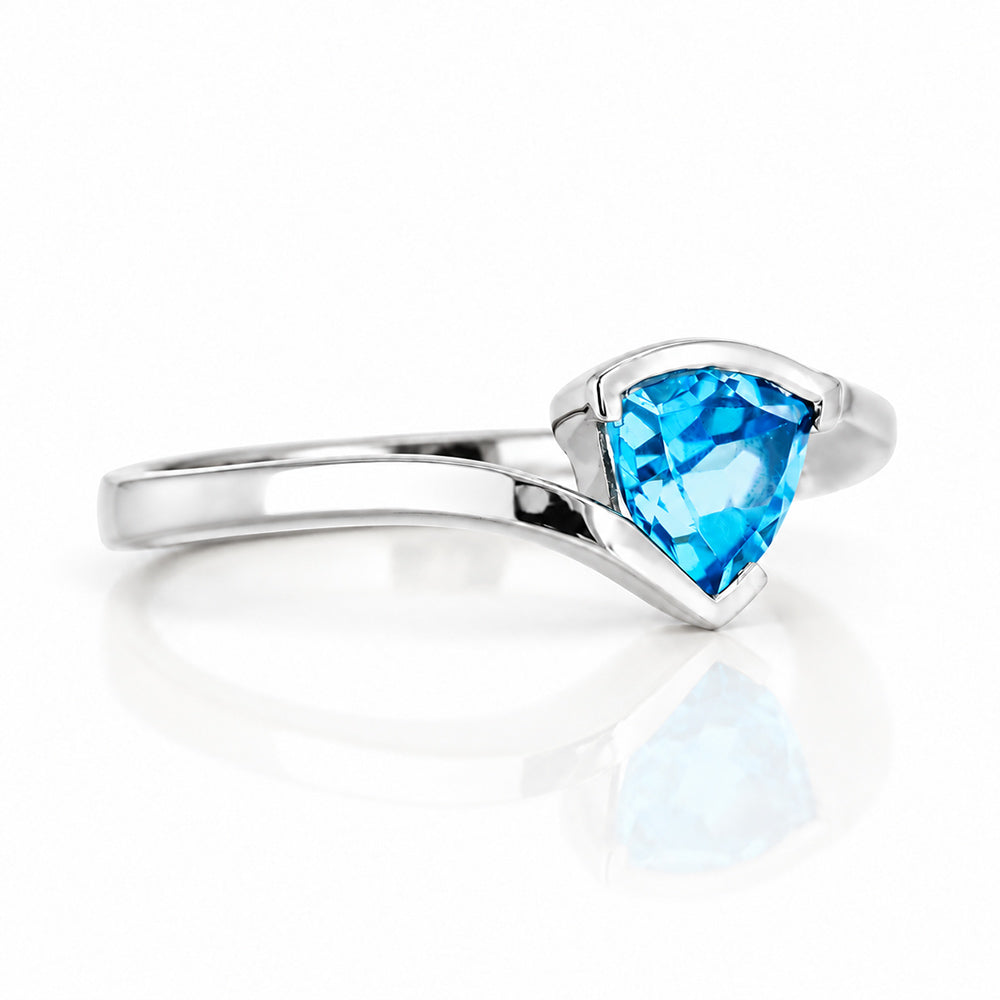 Cali, a Trillion cut Swiss Blue Topaz Ring - Victoria's Jewellery