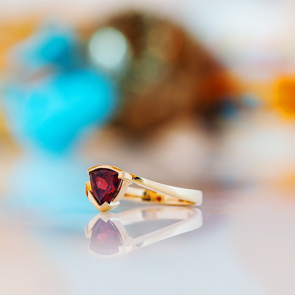 Cali, a Trillion cut Garnet Ring