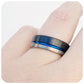 Gregory, Black, Silver and Blue Groove Tungsten Men's Ring
