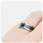 Xavier, a Men's Tungsten Ring with Black and Blue Carbon Fiber Inlay - 8mm
