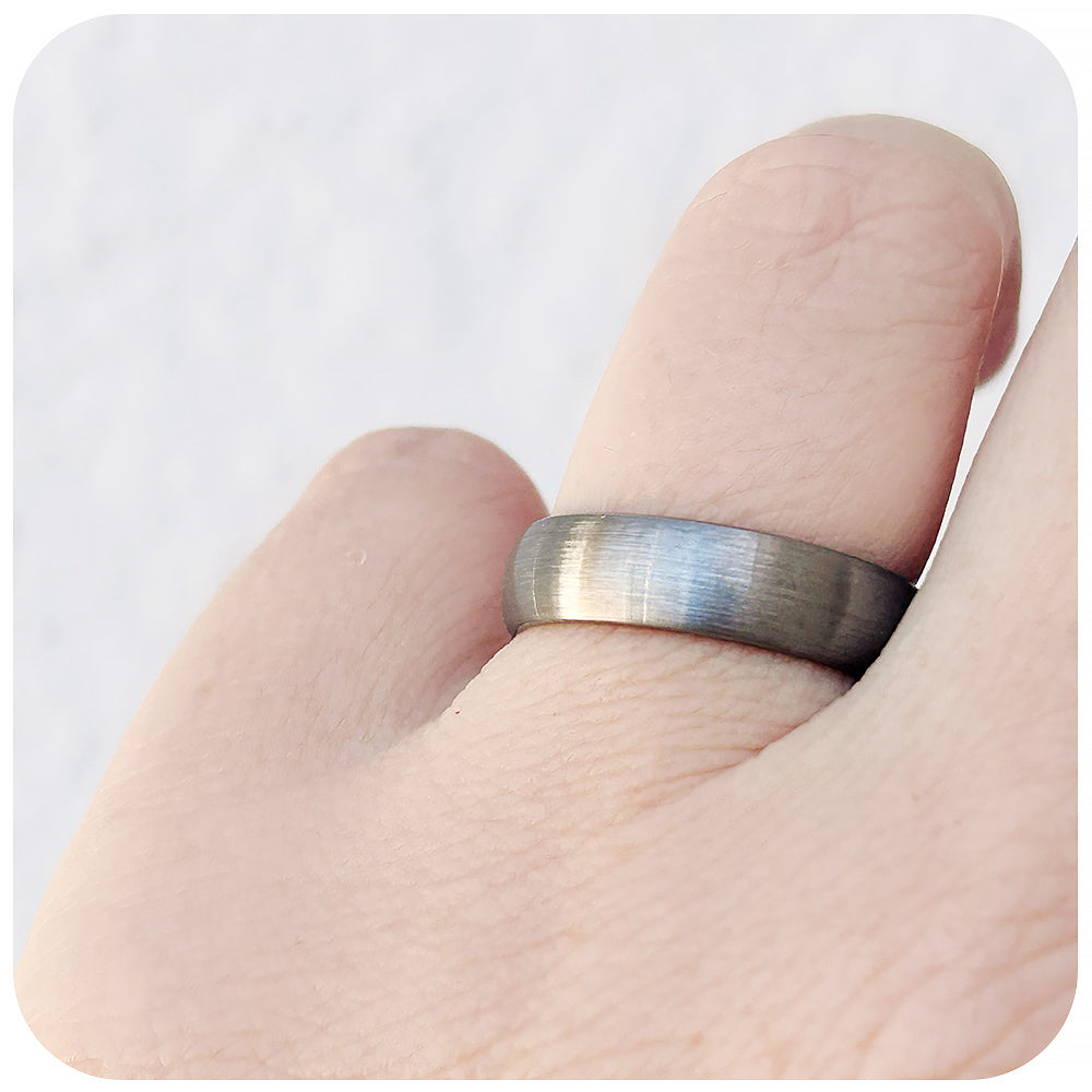 Silver Brushed Tungsten Mens Wedding Ring - Victoria's Jewellery