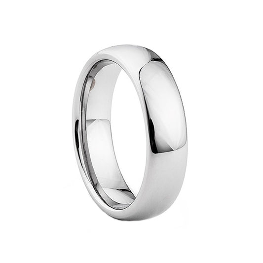 Shiny polished mens tungsten plain band wedding ring - Victoria's Jewellery