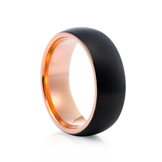 Brushed Black and Gold Tungsten Mens Wedding Ring - Victoria's Jewellery