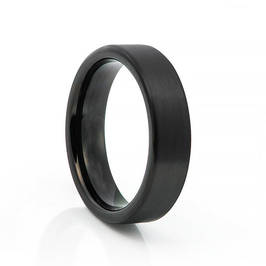 Black brushed tungsten mens wedding ring - Victoria's Jewellery